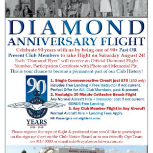 Official 90th Celebrations: Diamond Anniversary Flight – August 22nd 2019